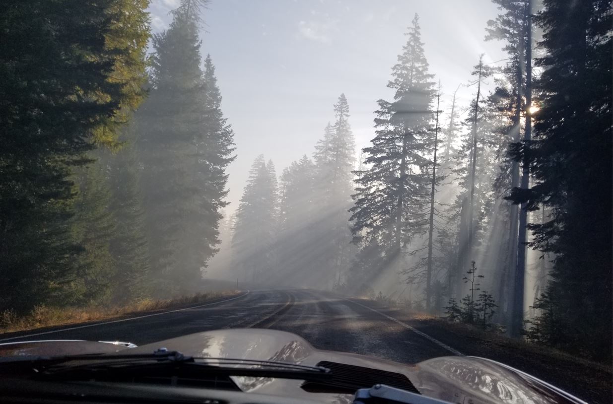 We ran into some of the smoke from wildfires.   Made for interesting photos.