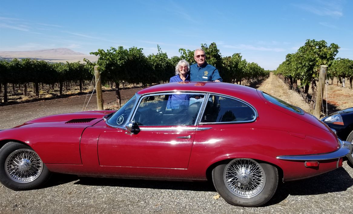 Sharon and Brian Case and their 1973 E-Type 2+2