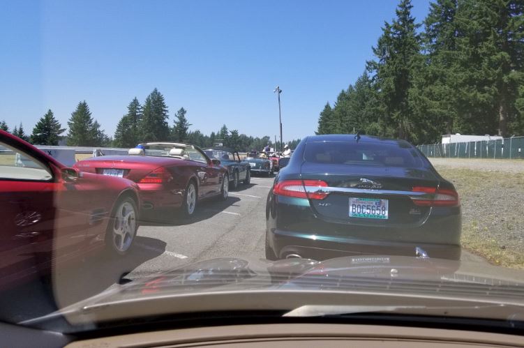 This is when we all lined up for the parade laps.  They had the E-Types first and then the rest of the Jaguars followed by everyone else.  It was fun!
