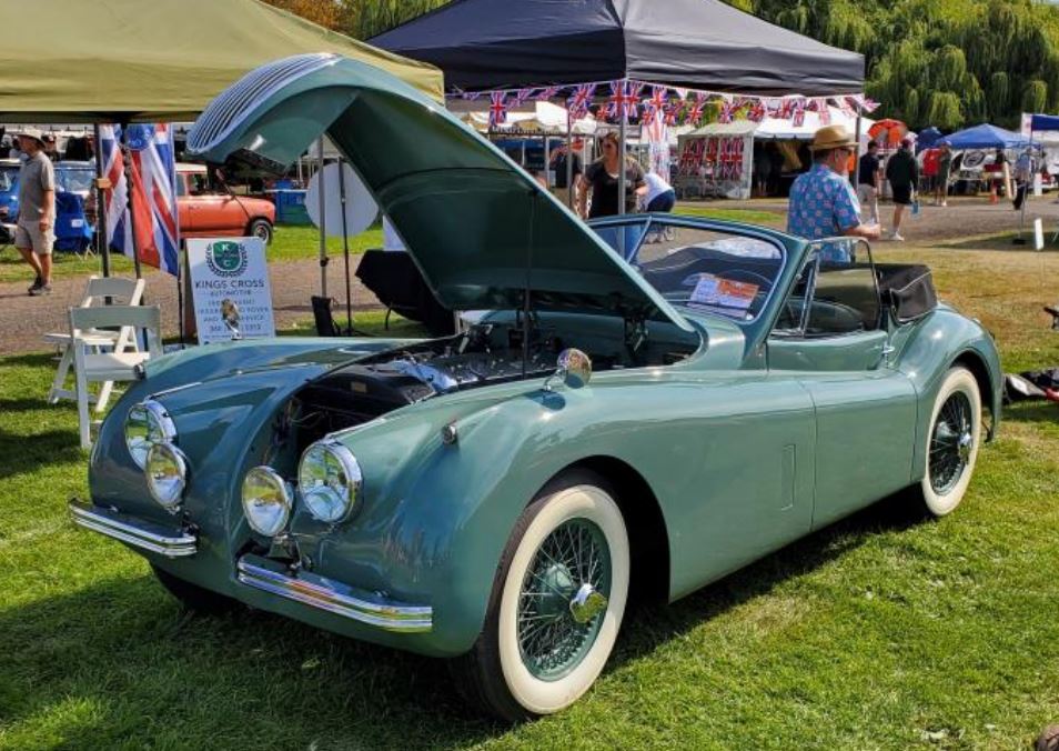 XK120 DHC in an elegant suede green (I don't know if that color is official but I like the way Kurt described it)