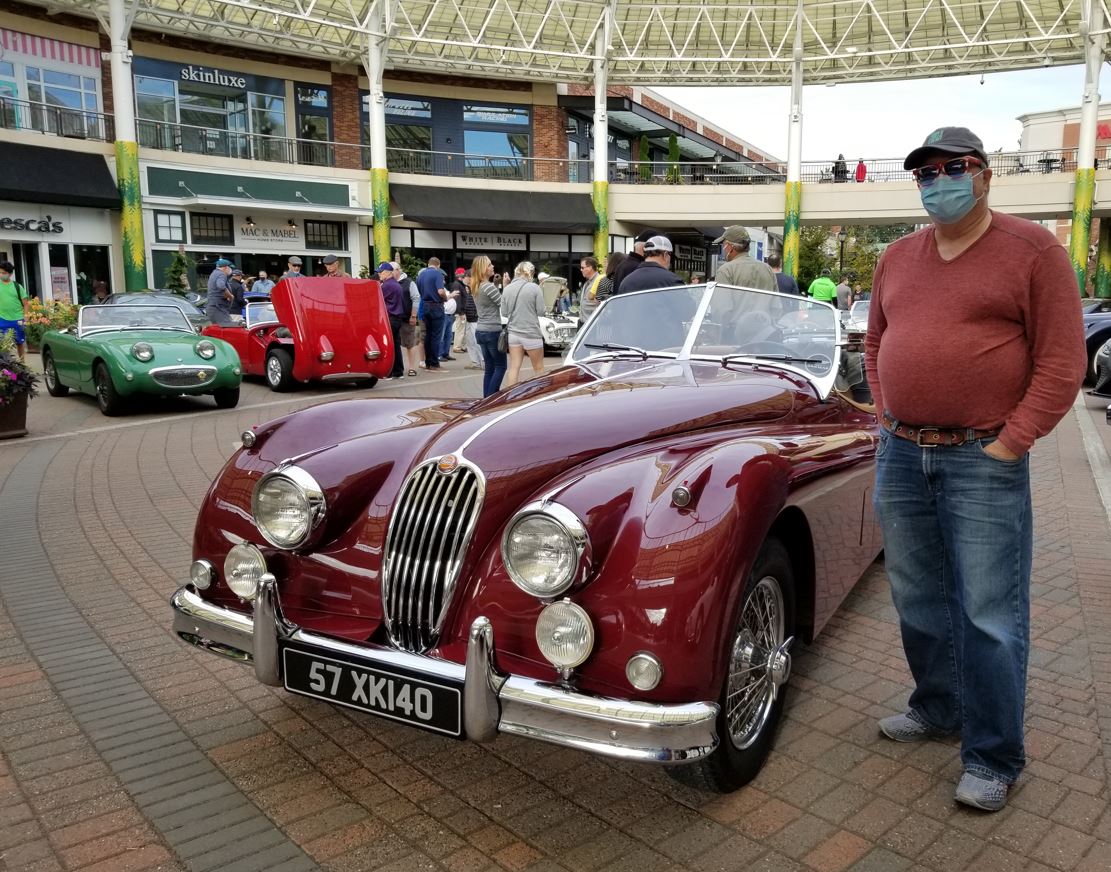1957 XK140 and its owner, Greg Whitten.   I had no clue who he was.   Then Kurt sent me links to his wikipedia page and a Road & Track interview and a video on his garage!  Wow!