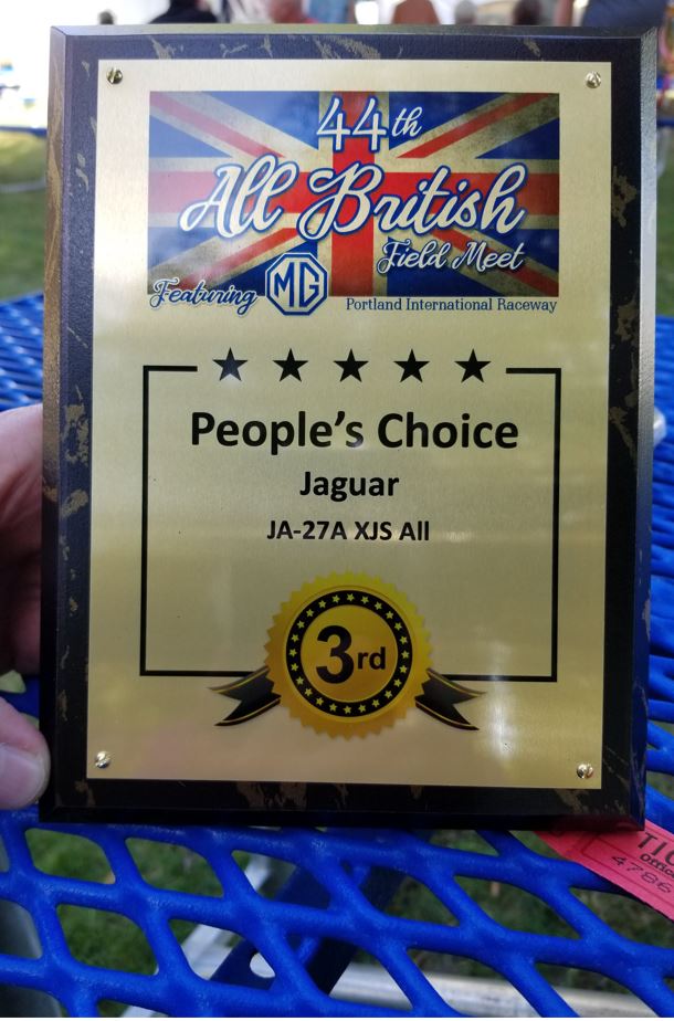 3rd Place Peoples Choice award for XJS class went to Bill Buegel's 1994 XJS.