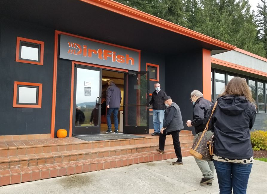 On 11/13/2021 Kent Wiken arranged for club members to visit the DirtFish Rally Driving School in Snoqualmie.  That is Kent just entering through the door.