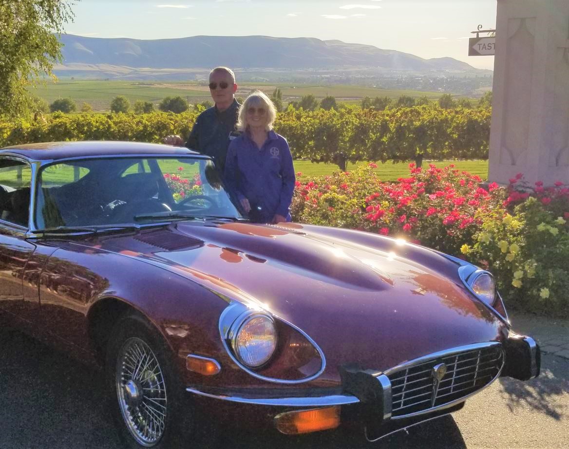 Sharon and Brian Case posed with their E-Type.