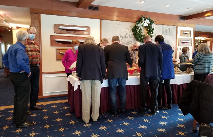 We lined up at the buffet table.   Everything was delicious.