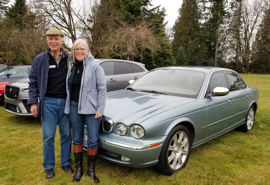 I met Barrie and Karen Hutchison and got them to pose in front of their XJ Jaguar.