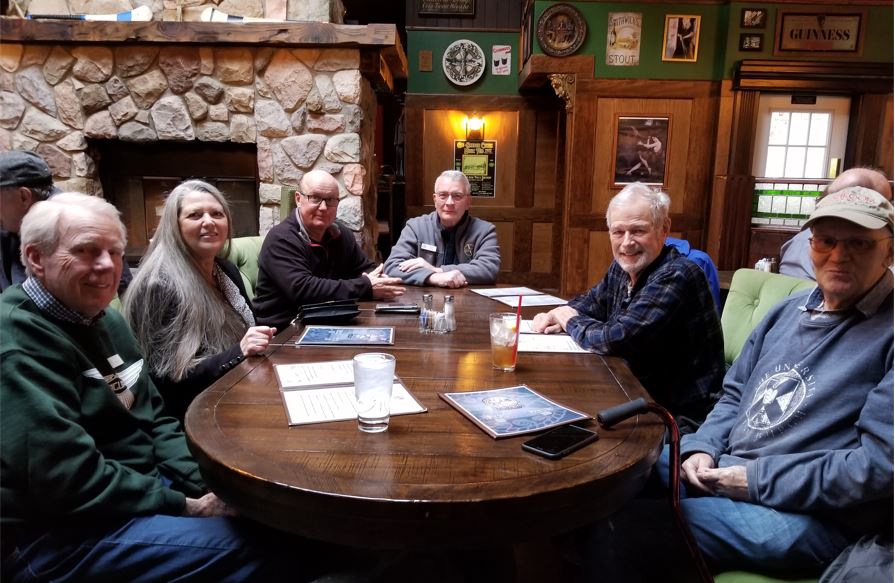 L-R, Roy Pringle, Ana Alvernaz, Art Foley, Brian Case, John Voigt and Roy's friend Bill Hay.   We had a little fun, when Ana arrived late, our table all stood up and clapped for her.