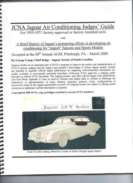 JCNA guide to Jaguar air conditioning 1955 to 1971.
